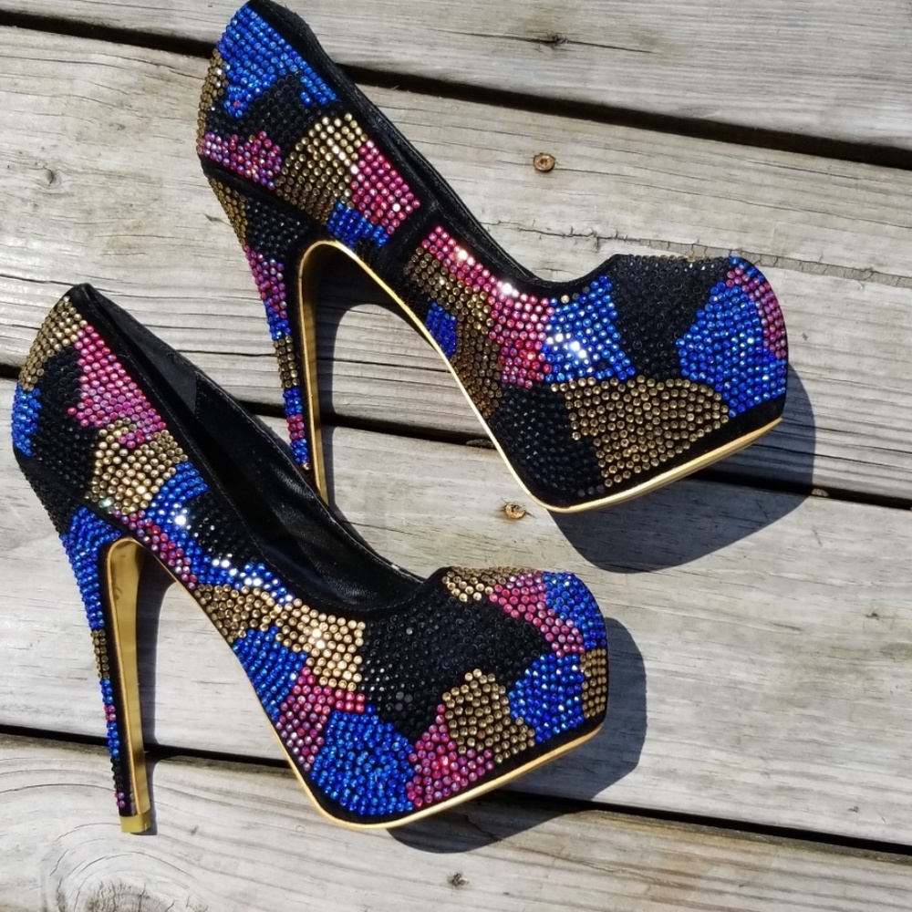 Alba Rhinestone Platform Heels 7 1/2